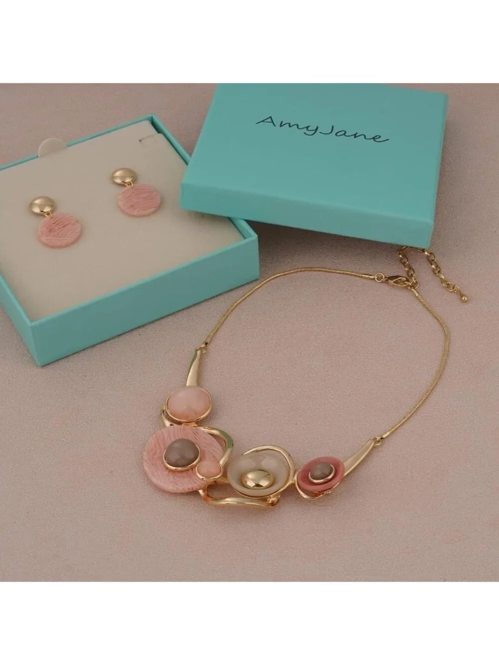 Vintage Floral Statement Jewelry Set - Spring Leaf Necklace & Earring, Crystal